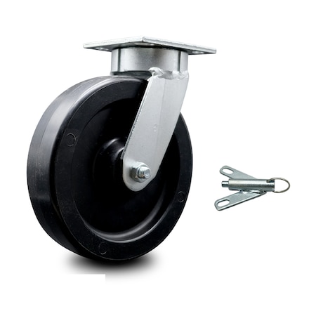 Service Caster 8 Inch Kingpinless Polyolefin Wheel Swivel Caster with Swivel Lock SCC SCC-KP30S820-POR-BSL